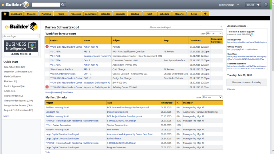 screenshot of Trimble e-Builder